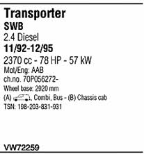VW72259 Walker Exhaust system