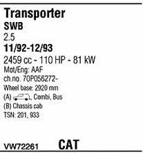 VW72261 Walker Exhaust system