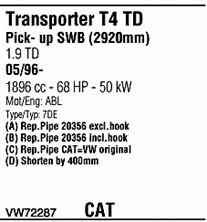VW72287 Walker Exhaust system