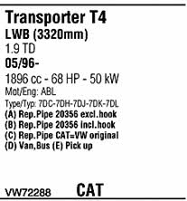 VW72288 Walker Exhaust system