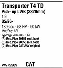 VW72289 Walker Exhaust system