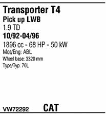 VW72292 Walker Exhaust system