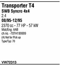 VW72313 Walker Exhaust system