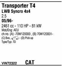 VW72322 Walker Exhaust system