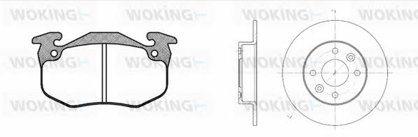 Woking 80443.01 Brake discs with pads front non-ventilated, set 8044301 8044301 Woking Brake discs with pads front non-ventilated, set