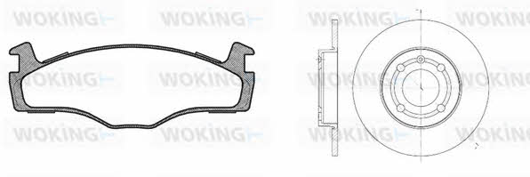 Woking 80713.04 Brake discs with pads front non-ventilated, set 8071304