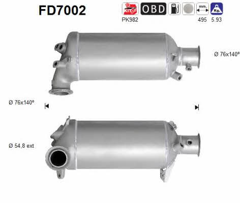 As FD7002 Diesel particulate filter DPF FD7002