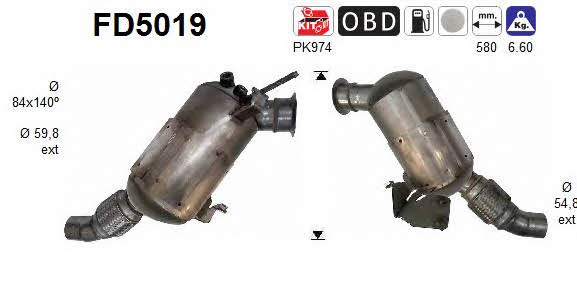 As FD5019 Diesel particulate filter DPF FD5019