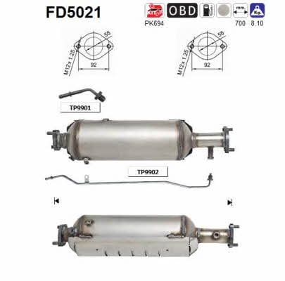 As FD5021 Diesel particulate filter DPF FD5021