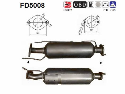 As FD5008 Diesel particulate filter DPF FD5008