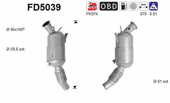 As FD5039 Diesel particulate filter DPF FD5039