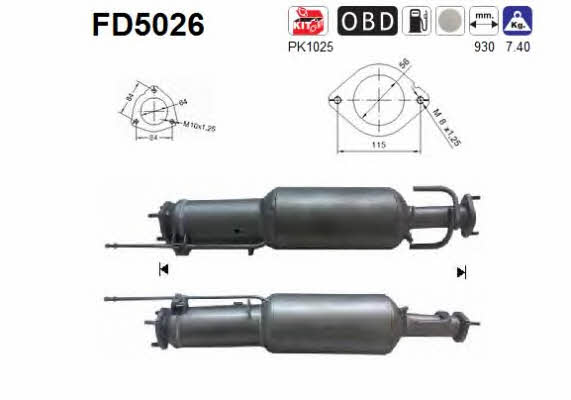 As FD5026 Diesel particulate filter DPF FD5026