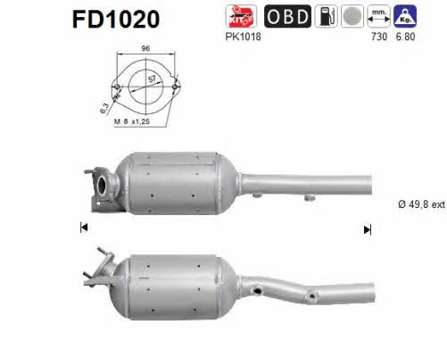 As FD1020 Diesel particulate filter DPF FD1020