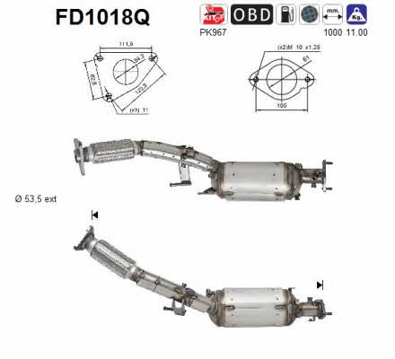 As FD1018Q Diesel particulate filter DPF FD1018Q