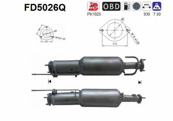 As FD5026Q Diesel particulate filter DPF FD5026Q