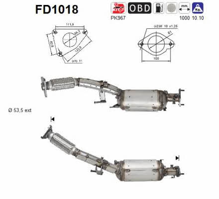 As FD1018 Diesel particulate filter DPF FD1018