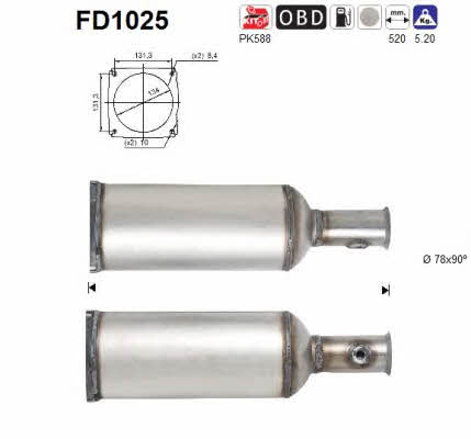 As FD1025 Diesel particulate filter DPF FD1025