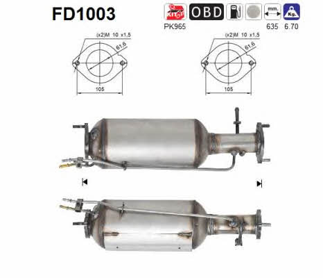 As FD1003 Diesel particulate filter DPF FD1003