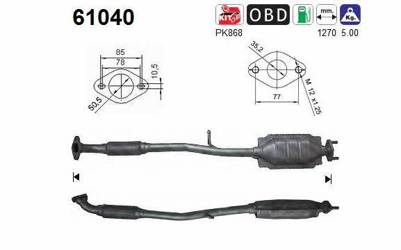 Catalytic exhaust system Hyundai Atos: 61040 As Catalytic Converter