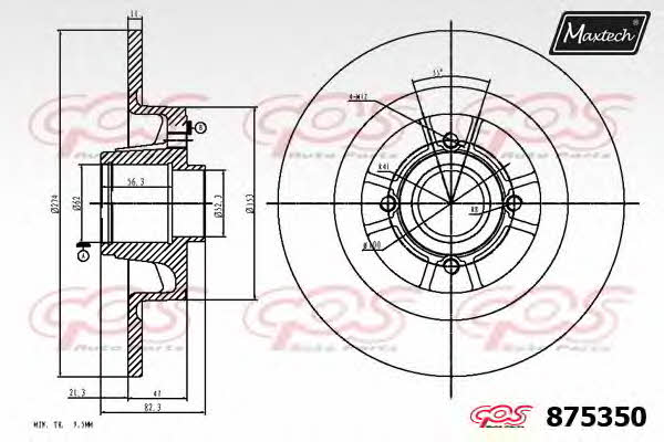 MaxTech 875350.6065 Rear brake disc, non-ventilated 8753506065