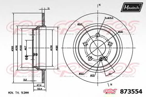 MaxTech 873554.6060 Rear brake disc, non-ventilated 8735546060