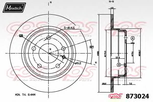 MaxTech 873024.6060 Rear brake disc, non-ventilated 8730246060