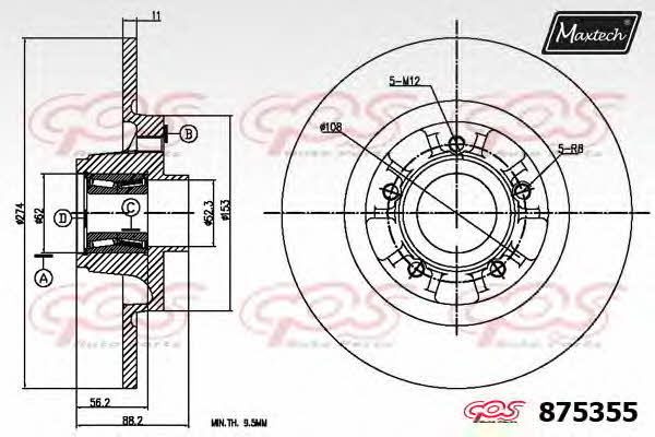 MaxTech 875355.6885 Brake disc 8753556885