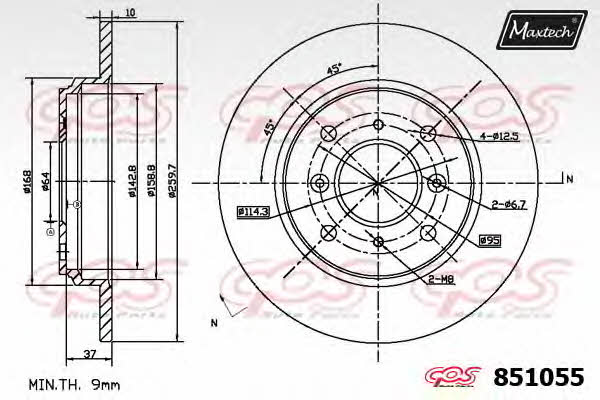 MaxTech 851055.0000 Rear brake disc, non-ventilated 8510550000