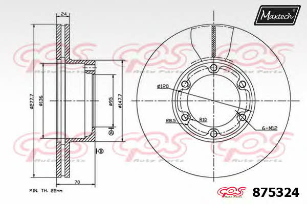 MaxTech 875324.6060 Front brake disc ventilated 8753246060