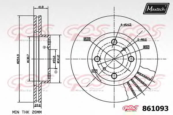 MaxTech 861093.0000 Front brake disc ventilated 8610930000