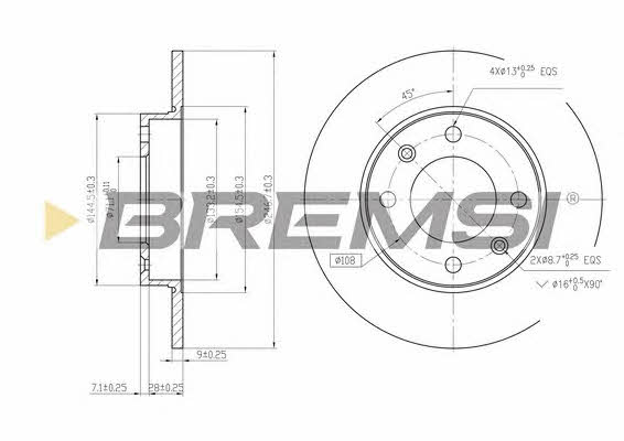 Bremsi DBB178S Rear brake disc, non-ventilated DBB178S