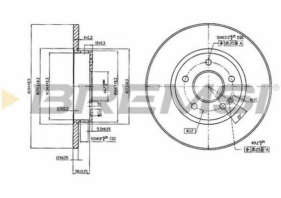 Bremsi DBA540S Unventilated front brake disc DBA540S