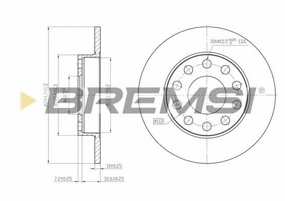 Bremsi DBB709S Rear brake disc, non-ventilated DBB709S
