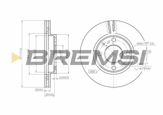Bremsi DBA158V Front brake disc ventilated DBA158V