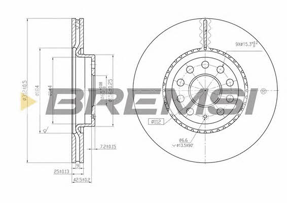 Bremsi DBB305V Front brake disc ventilated DBB305V