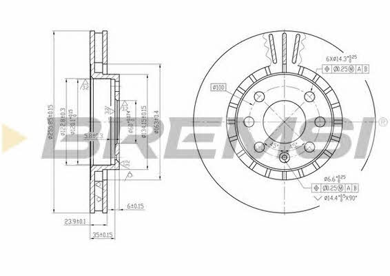 Bremsi DBA206V Front brake disc ventilated DBA206V