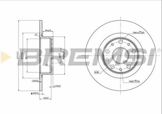 Bremsi DBA805S Unventilated front brake disc DBA805S