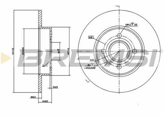 Bremsi DBB313S Rear brake disc, non-ventilated DBB313S