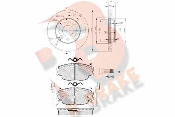 R Brake 3R05546572 Front ventilated brake discs with pads, set 3R05546572