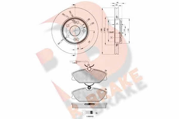  3R09306198 Front ventilated brake discs with pads, set 3R09306198
