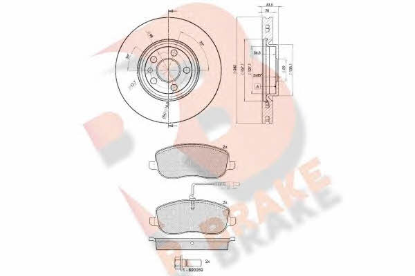 R Brake 3R15534678 Front ventilated brake discs with pads, set 3R15534678