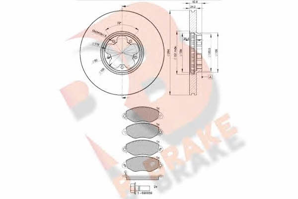  3R14985613 Front ventilated brake discs with pads, set 3R14985613