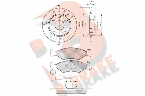 R Brake 3R04101064 Front ventilated brake discs with pads, set 3R04101064