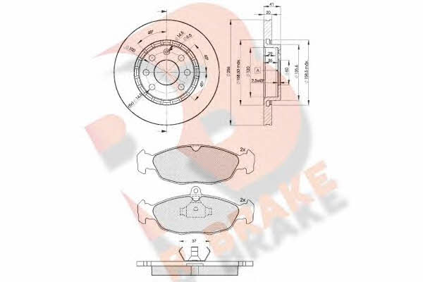 R Brake 3R08589046 Front ventilated brake discs with pads, set 3R08589046