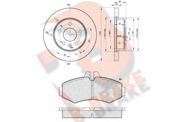  3R12886380 Front ventilated brake discs with pads, set 3R12886380