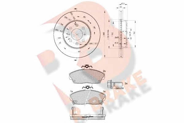  3R08600830 Front ventilated brake discs with pads, set 3R08600830