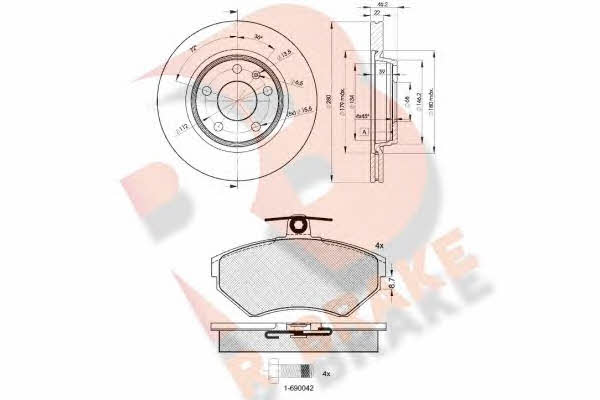 R Brake 3R11575301 Front ventilated brake discs with pads, set 3R11575301