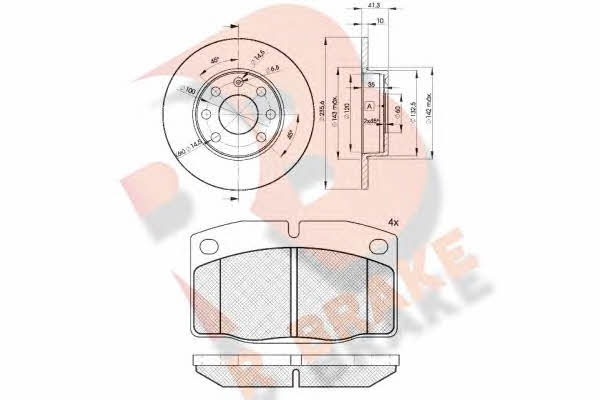 R Brake 3R04546193 Brake discs with pads front non-ventilated, set 3R04546193