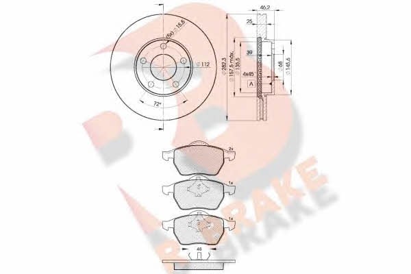  3R11385306 Front ventilated brake discs with pads, set 3R11385306