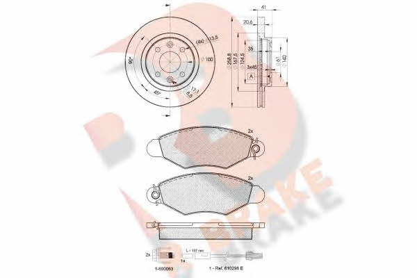 R Brake 3R12173550 Front ventilated brake discs with pads, set 3R12173550